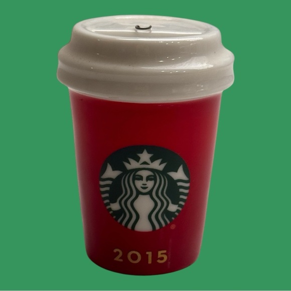 Starbucks Other - Starbucks Ceramic Tumbler Christmas Ornament 2015 Red Mini Coffee Cup